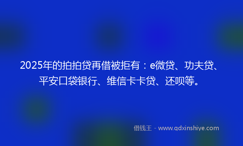 2025年的拍拍贷再借被拒有：e微贷、功夫贷、平安口袋银行、维信卡卡贷、还呗等。