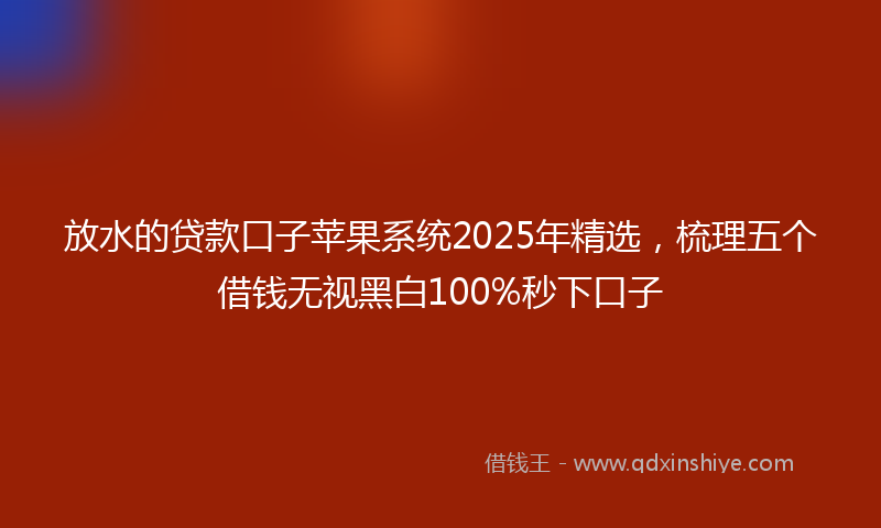 放水的贷款口子苹果系统2025年精选，梳理五个借钱无视黑白100%秒下口子