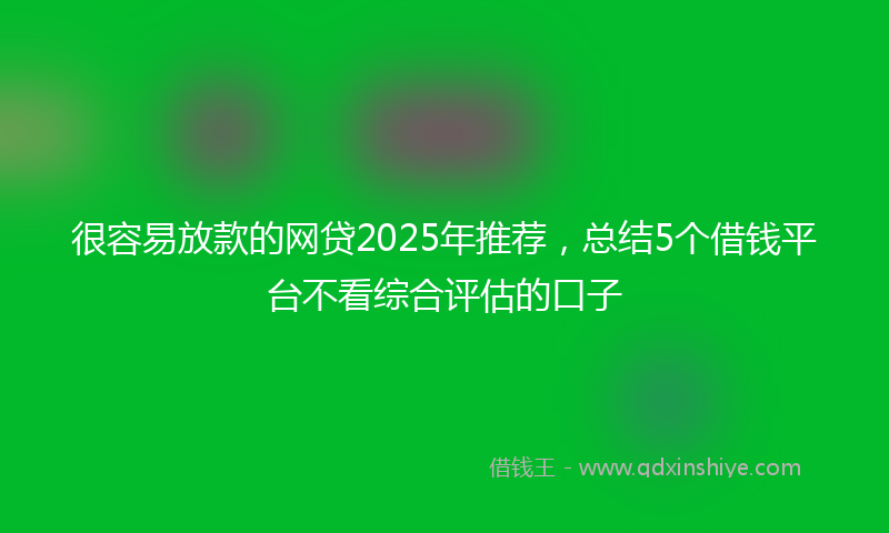 很容易放款的网贷2025年推荐，总结5个借钱平台不看综合评估的口子