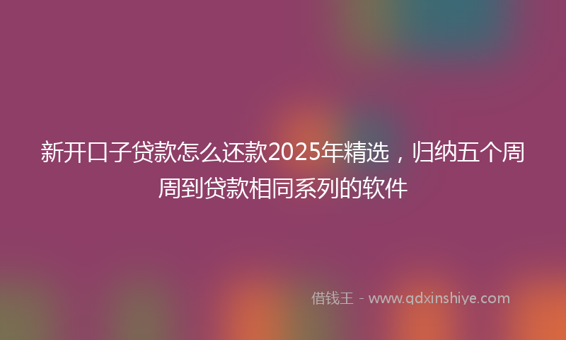 新开口子贷款怎么还款2025年精选，归纳五个周周到贷款相同系列的软件