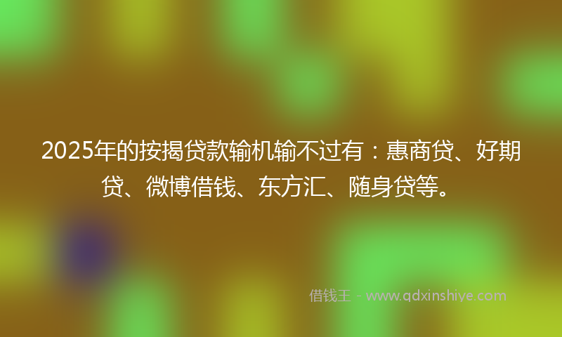 2025年的按揭贷款输机输不过有：惠商贷、好期贷、微博借钱、东方汇、随身贷等。