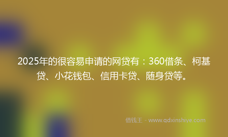 2025年的很容易申请的网贷有：360借条、柯基贷、小花钱包、信用卡贷、随身贷等。