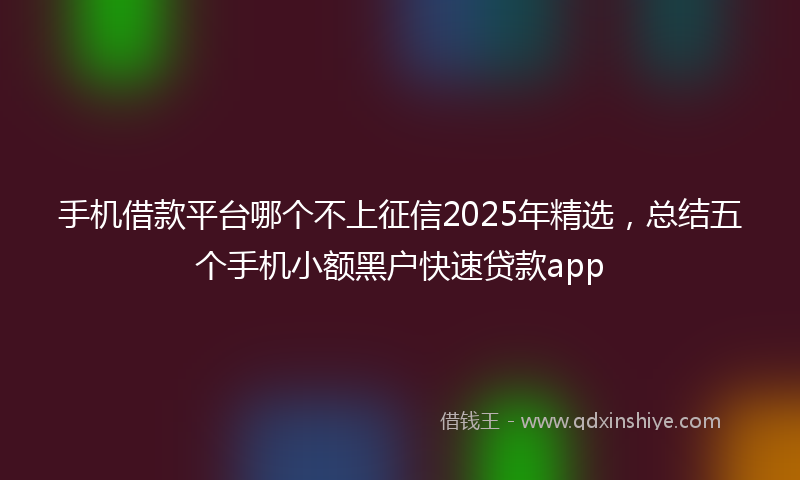 手机借款平台哪个不上征信2025年精选，总结五个手机小额黑户快速贷款app