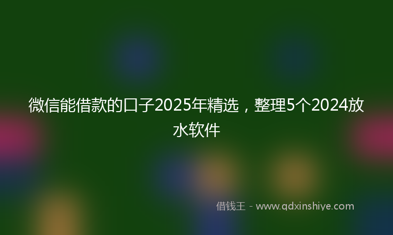 微信能借款的口子2025年精选，整理5个2024放水软件