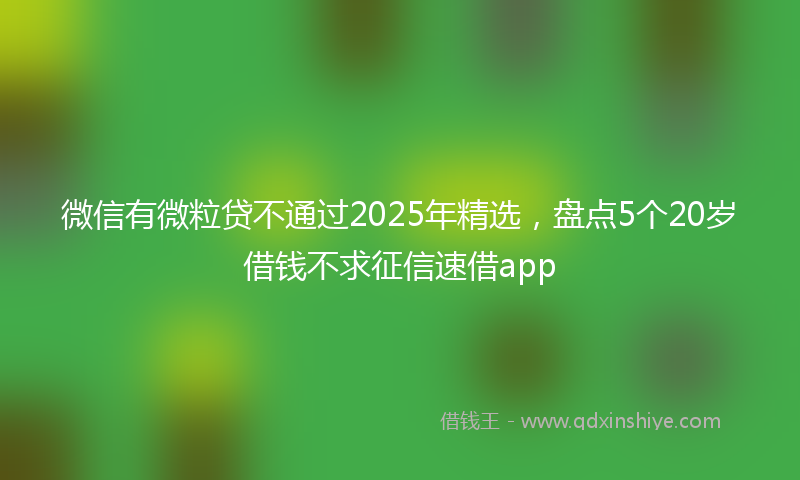微信有微粒贷不通过2025年精选，盘点5个20岁借钱不求征信速借app