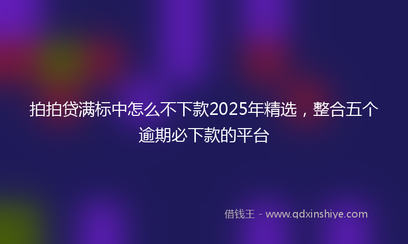 拍拍贷满标中怎么不下款2025年精选，整合五个逾期必下款的平台