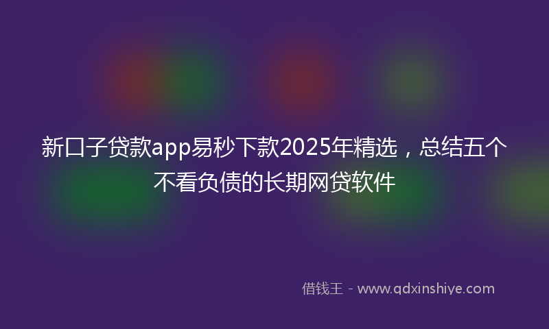 新口子贷款app易秒下款2025年精选，总结五个不看负债的长期网贷软件