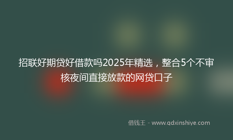 招联好期贷好借款吗2025年精选，整合5个不审核夜间直接放款的网贷口子