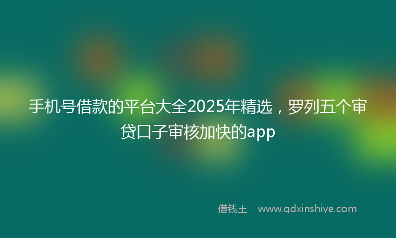手机号借款的平台大全2025年精选，罗列五个审贷口子审核加快的app