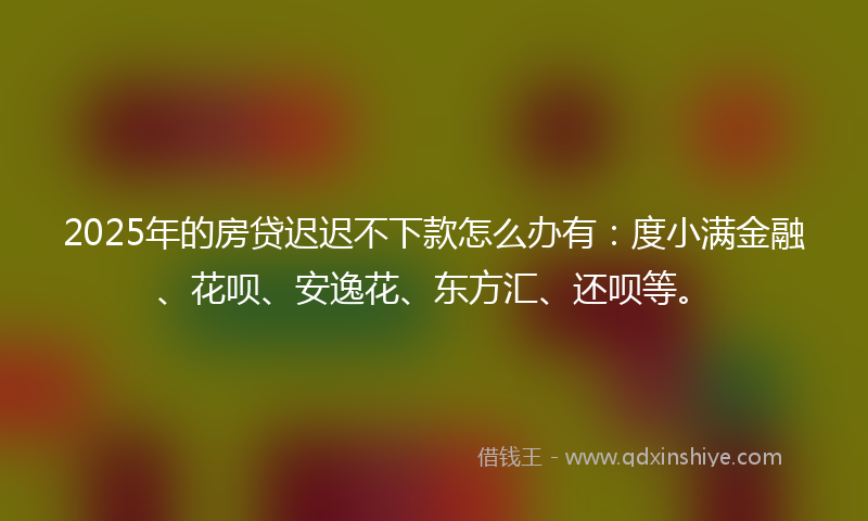 2025年的房贷迟迟不下款怎么办有：度小满金融、花呗、安逸花、东方汇、还呗等。