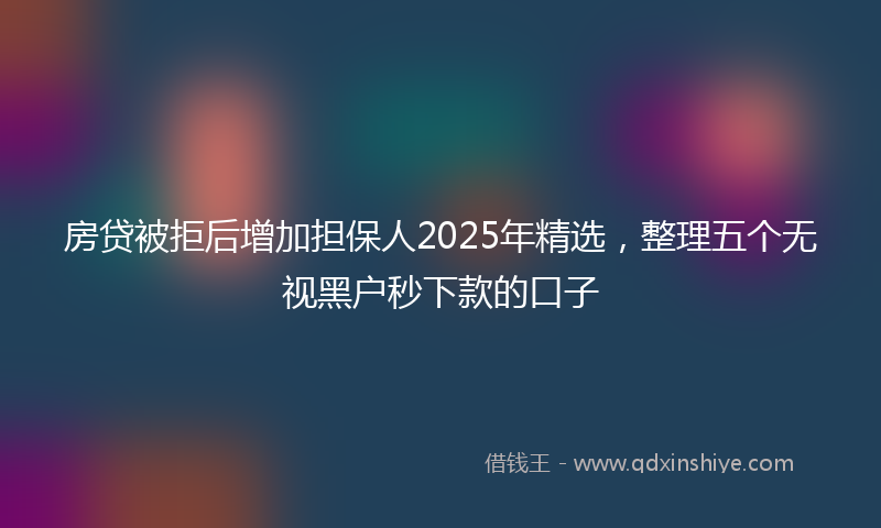 房贷被拒后增加担保人2025年精选，整理五个无视黑户秒下款的口子