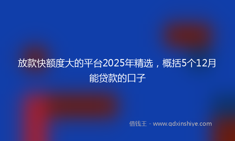 放款快额度大的平台2025年精选，概括5个12月能贷款的口子