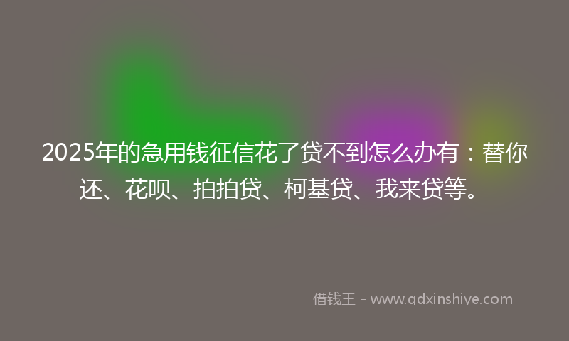 2025年的急用钱征信花了贷不到怎么办有：替你还、花呗、拍拍贷、柯基贷、我来贷等。