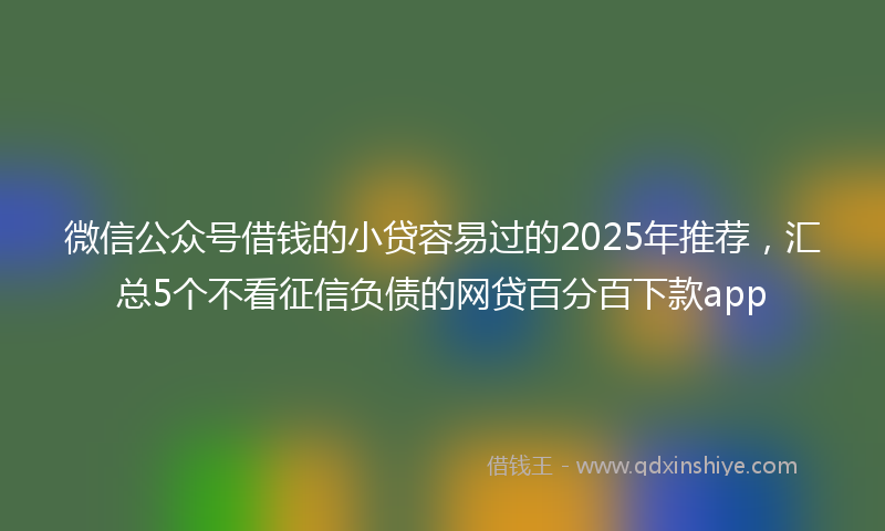 微信公众号借钱的小贷容易过的2025年推荐，汇总5个不看征信负债的网贷百分百下款app