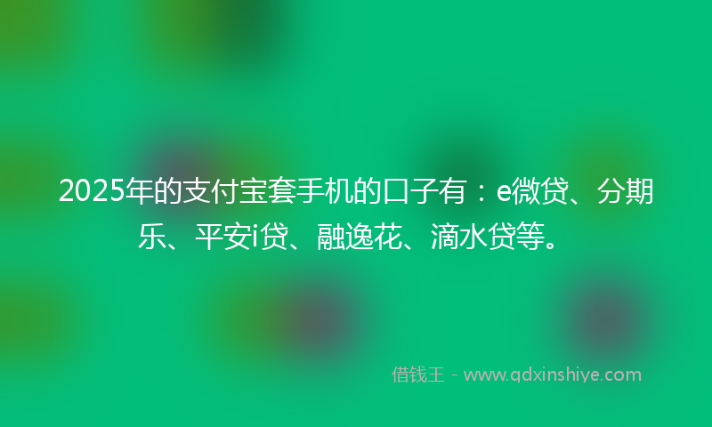 2025年的支付宝套手机的口子有：e微贷、分期乐、平安i贷、融逸花、滴水贷等。