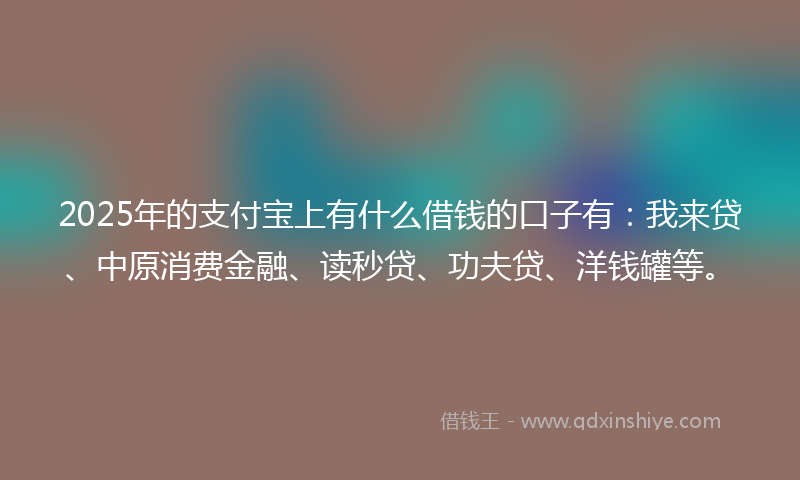 2025年的支付宝上有什么借钱的口子有:我来贷、中原消费金融、读秒贷、功夫贷、洋钱罐等。