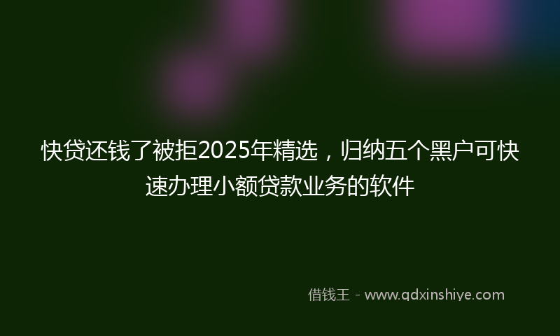 快贷还钱了被拒2025年精选，归纳五个黑户可快速办理小额贷款业务的软件