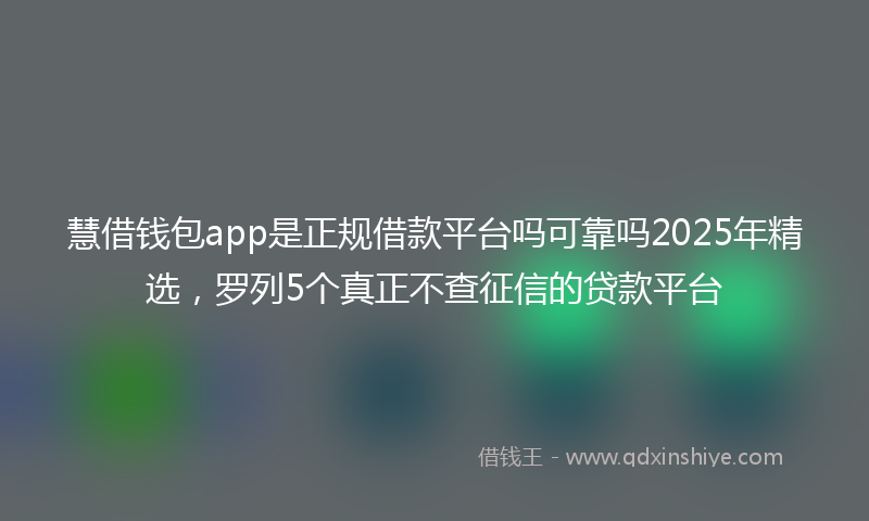 慧借钱包app是正规借款平台吗可靠吗2025年精选，罗列5个真正不查征信的贷款平台