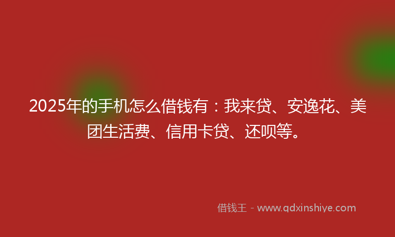 2025年的手机怎么借钱有：我来贷、安逸花、美团生活费、信用卡贷、还呗等。