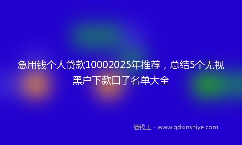 急用钱个人贷款10002025年推荐，总结5个无视黑户下款口子名单大全