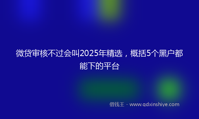 微贷审核不过会叫2025年精选，概括5个黑户都能下的平台