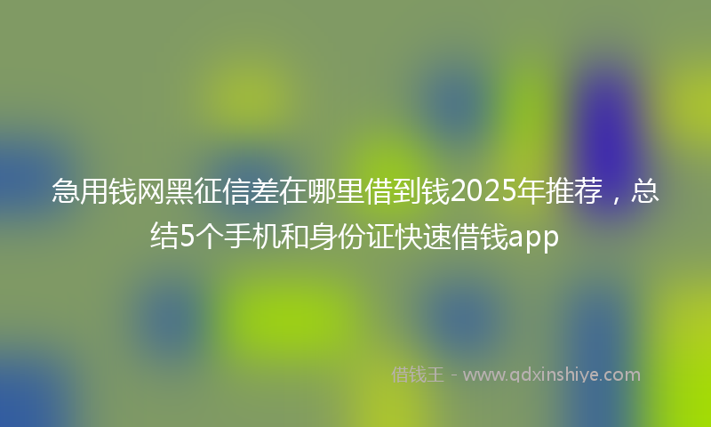 急用钱网黑征信差在哪里借到钱2025年推荐，总结5个手机和身份证快速借钱app