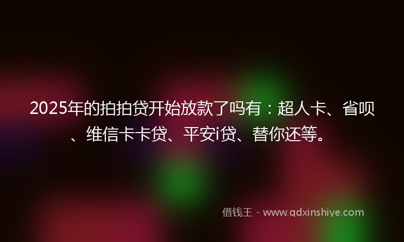 2025年的拍拍贷开始放款了吗有：超人卡、省呗、维信卡卡贷、平安i贷、替你还等。