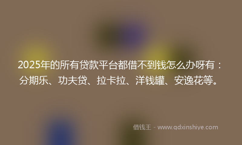 2025年的所有贷款平台都借不到钱怎么办呀有：分期乐、功夫贷、拉卡拉、洋钱罐、安逸花等。