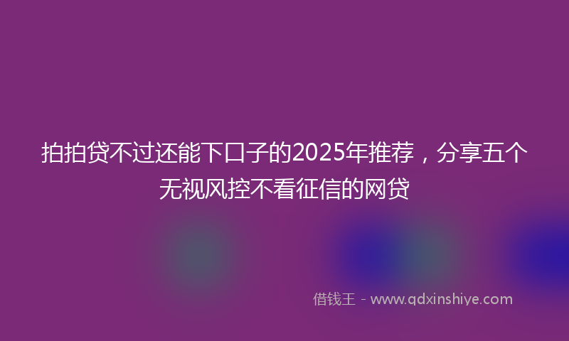 拍拍贷不过还能下口子的2025年推荐，分享五个无视风控不看征信的网贷