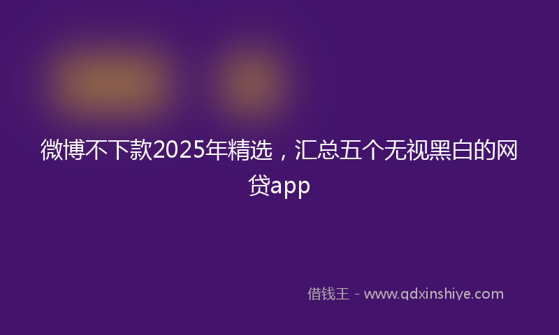 微博不下款2025年精选，汇总五个无视黑白的网贷app