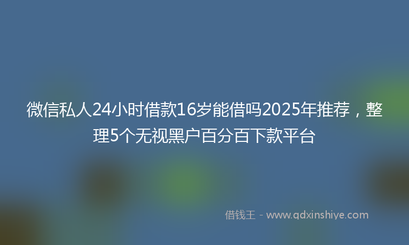 微信私人24小时借款16岁能借吗2025年推荐，整理5个无视黑户百分百下款平台