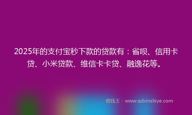 2025年的支付宝秒下款的贷款有：省呗、信用卡贷、小米贷款、维信卡卡贷、融逸花等。