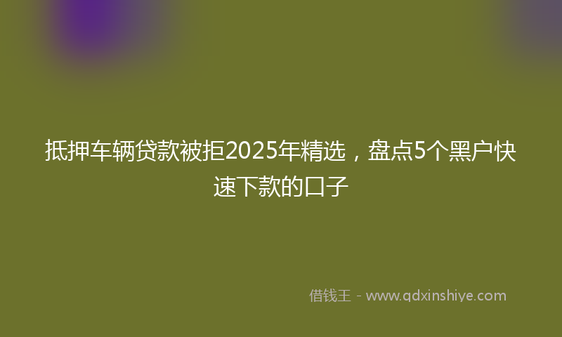 抵押车辆贷款被拒2025年精选，盘点5个黑户快速下款的口子