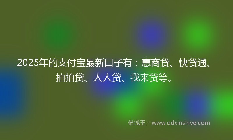 2025年的支付宝最新口子有：惠商贷、快贷通、拍拍贷、人人贷、我来贷等。