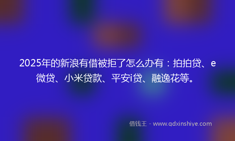 2025年的新浪有借被拒了怎么办有：拍拍贷、e微贷、小米贷款、平安i贷、融逸花等。