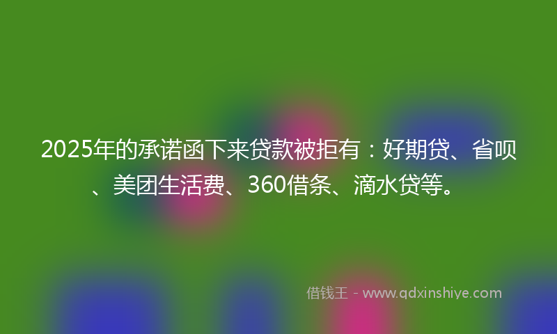 2025年的承诺函下来贷款被拒有：好期贷、省呗、美团生活费、360借条、滴水贷等。
