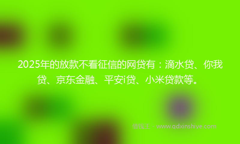 2025年的放款不看征信的网贷有：滴水贷、你我贷、京东金融、平安i贷、小米贷款等。