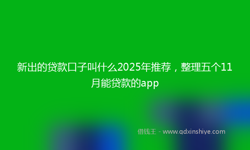 新出的贷款口子叫什么2025年推荐，整理五个11月能贷款的app
