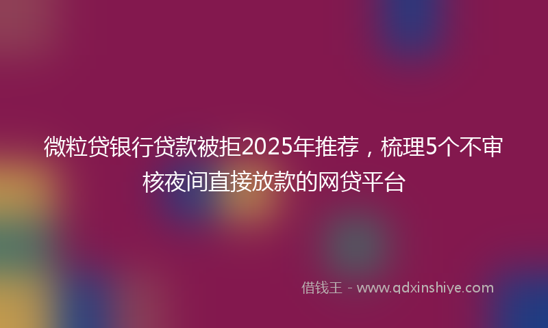 微粒贷银行贷款被拒2025年推荐，梳理5个不审核夜间直接放款的网贷平台