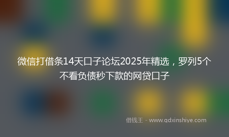 微信打借条14天口子论坛2025年精选，罗列5个不看负债秒下款的网贷口子