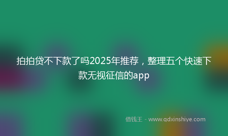 拍拍贷不下款了吗2025年推荐，整理五个快速下款无视征信的app