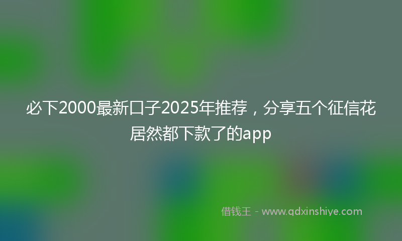 必下2000最新口子2025年推荐，分享五个征信花居然都下款了的app
