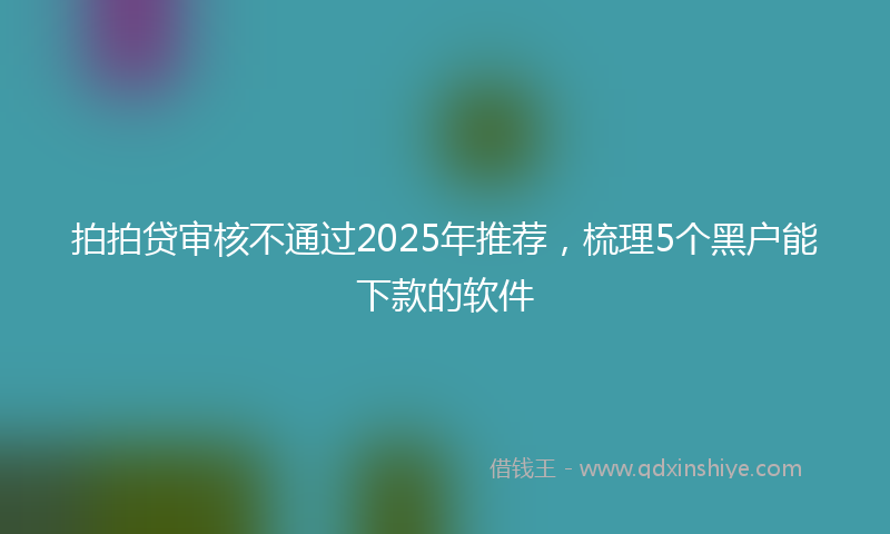 拍拍贷审核不通过2025年推荐，梳理5个黑户能下款的软件