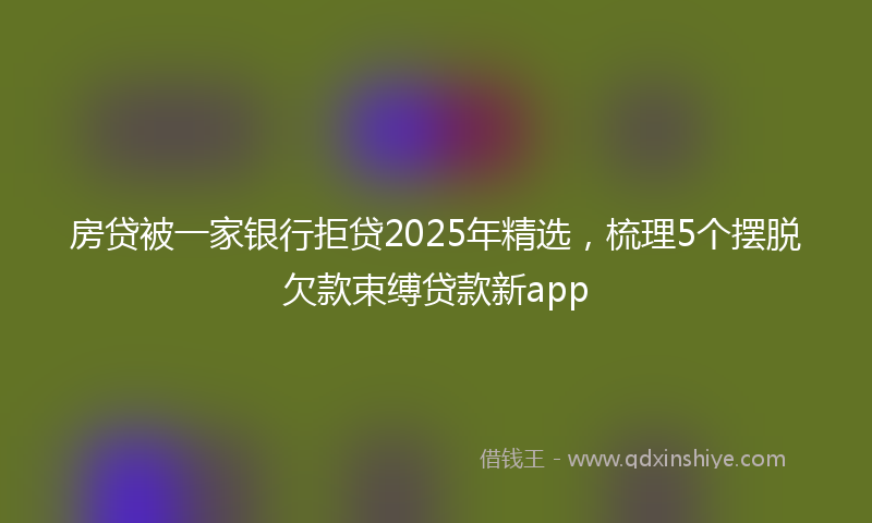 房贷被一家银行拒贷2025年精选，梳理5个摆脱欠款束缚贷款新app