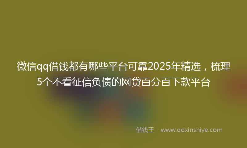 微信qq借钱都有哪些平台可靠2025年精选，梳理5个不看征信负债的网贷百分百下款平台