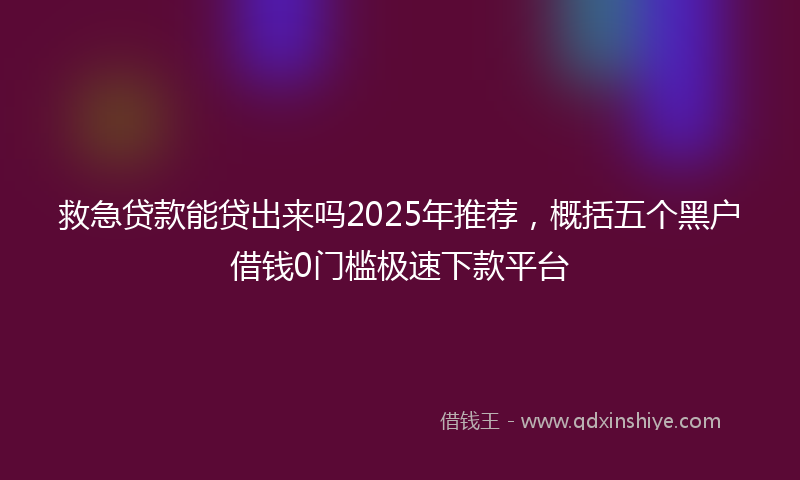 救急贷款能贷出来吗2025年推荐，概括五个黑户借钱0门槛极速下款平台