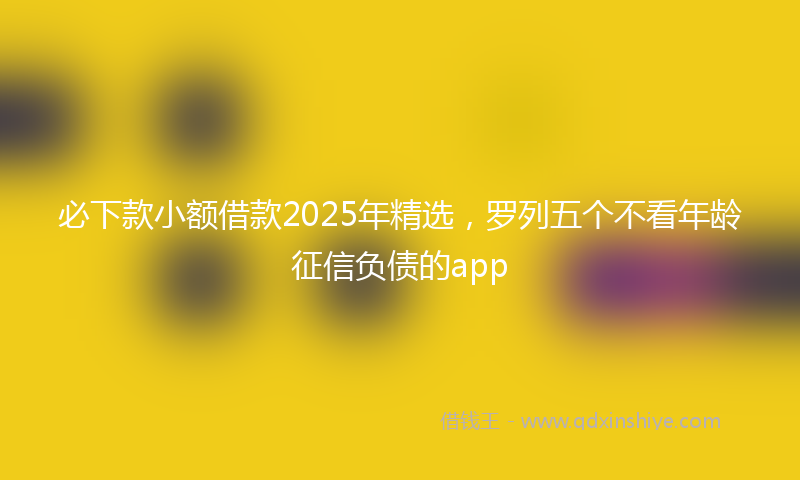 必下款小额借款2025年精选，罗列五个不看年龄征信负债的app