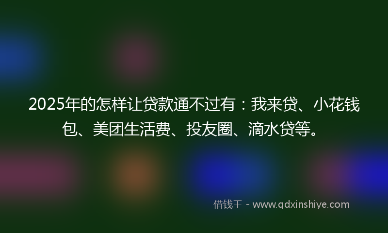 2025年的怎样让贷款通不过有：我来贷、小花钱包、美团生活费、投友圈、滴水贷等。