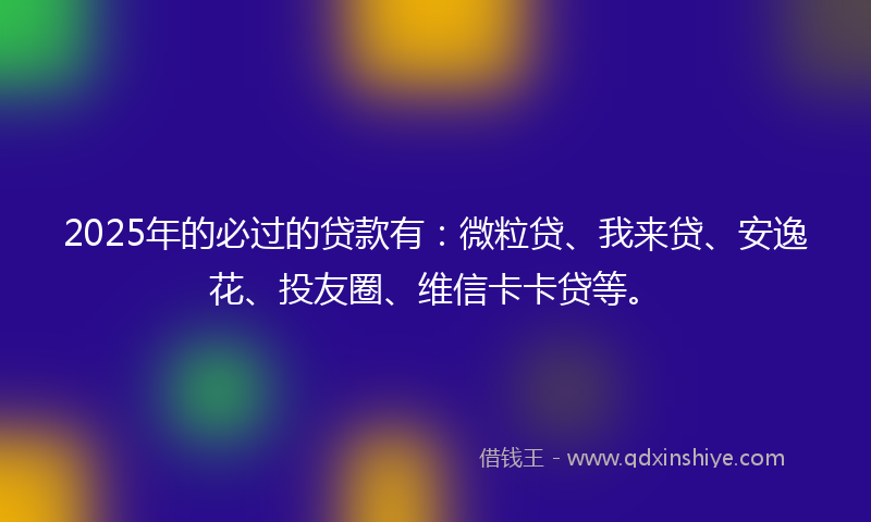 2025年的必过的贷款有：微粒贷、我来贷、安逸花、投友圈、维信卡卡贷等。