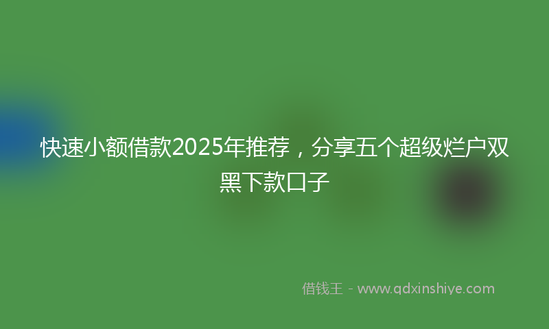 快速小额借款2025年推荐，分享五个超级烂户双黑下款口子